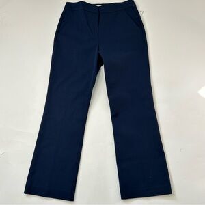 Trina Turk Lulu Pants Size 4 Navy Blue Straight Leg Ankle Cropped